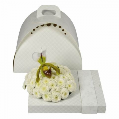Cutie cadou pentru aranjament floral, model alb